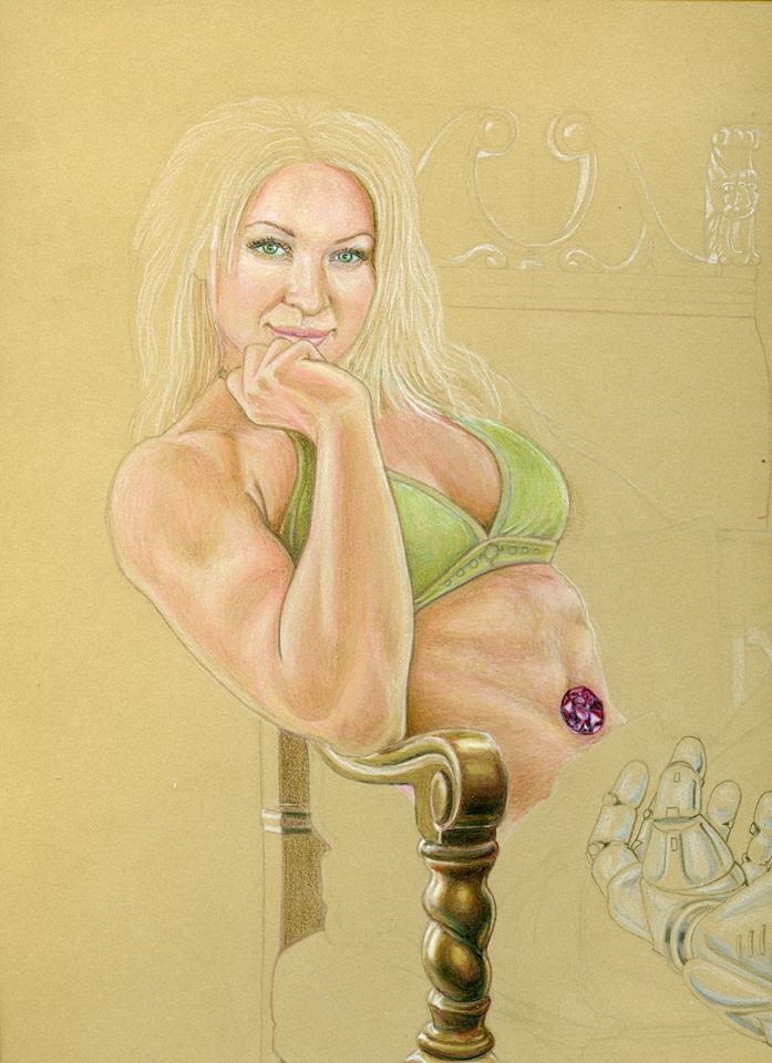 Randy Bugdale's process of drawing Queen of Caelum and Terren Foe 5